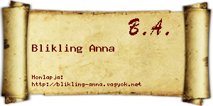 Blikling Anna névjegykártya